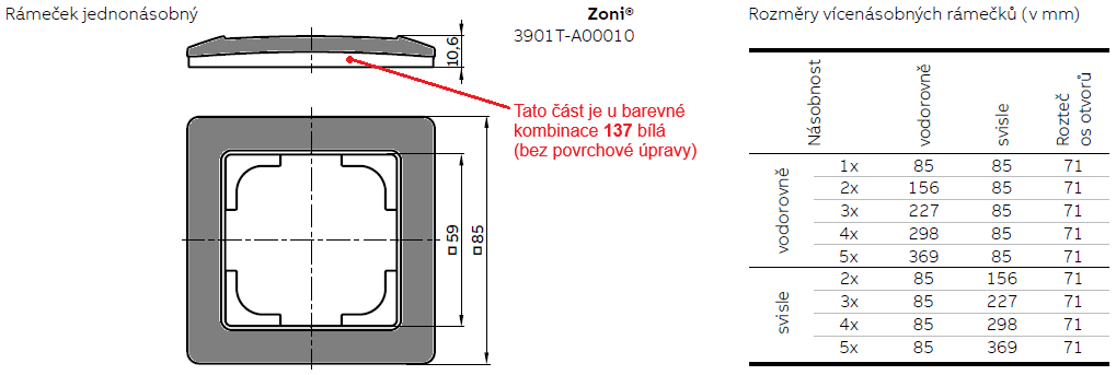 Rozměrový výkres (barva 137)